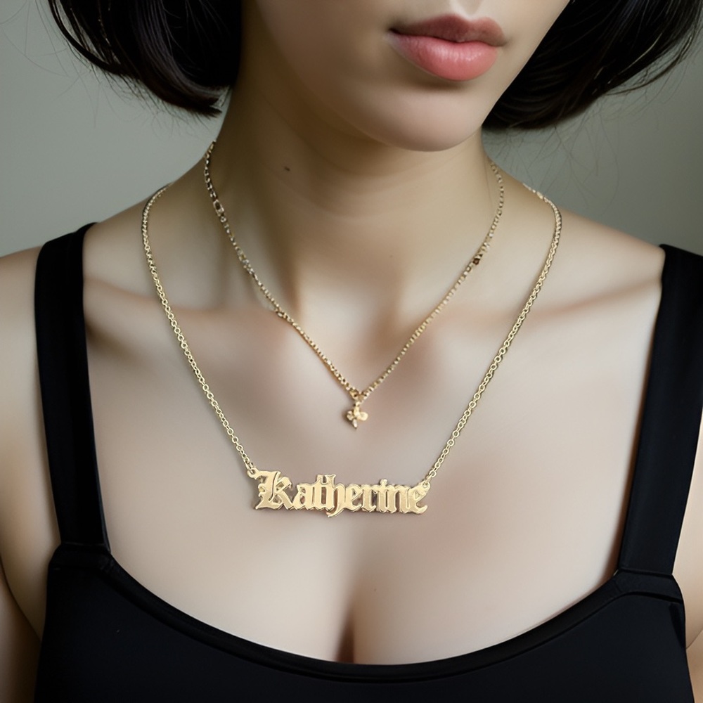 Gold Name Charm “Katherine” Pendant Necklace
